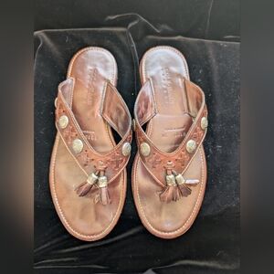 Cole Haan Brown Leather Tassel Sandals